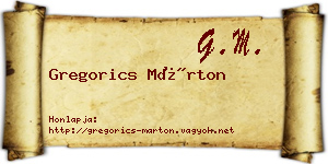Gregorics Márton névjegykártya